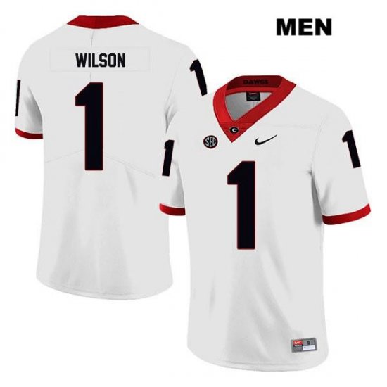 Men's Georgia Bulldogs NCAA #1 Divaad Wilson Nike Stitched White Legend Authentic College Football Jersey YHH2854UL